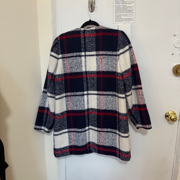 Abercrombie & Fitch Navy and Red Plaid Pea Coat women’s size M - Picture 8 of 8